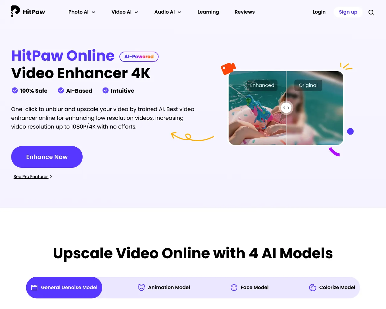 One-Click to Unblur and Upscale Your Video by Trained AI.