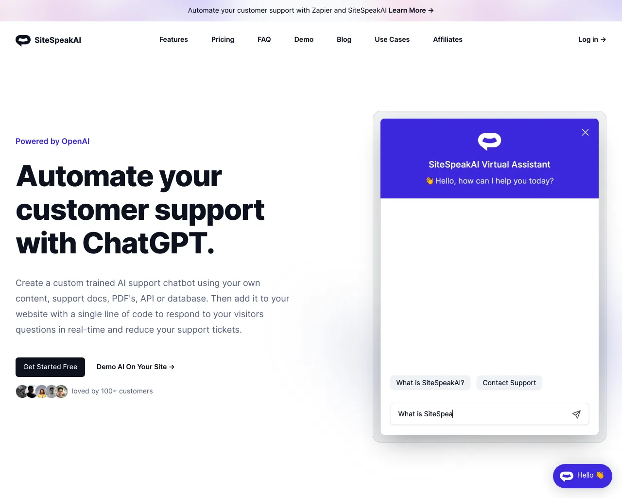 Automate your customer support with ChatGPT.