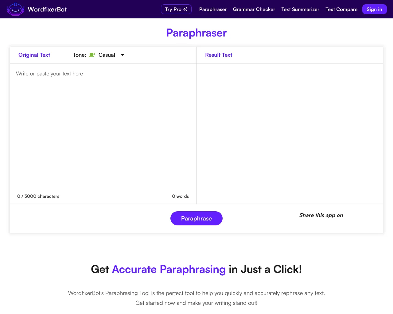 Paraphrasing Tool - Best Free Online Paraphraser - Wordfixerbot