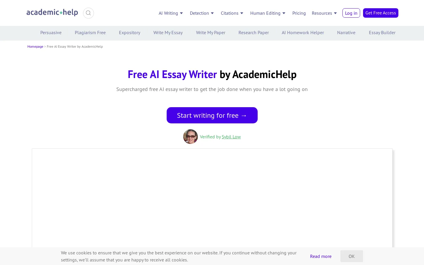 AI Essay Writer | AcademicHelp's Free Essay Generator