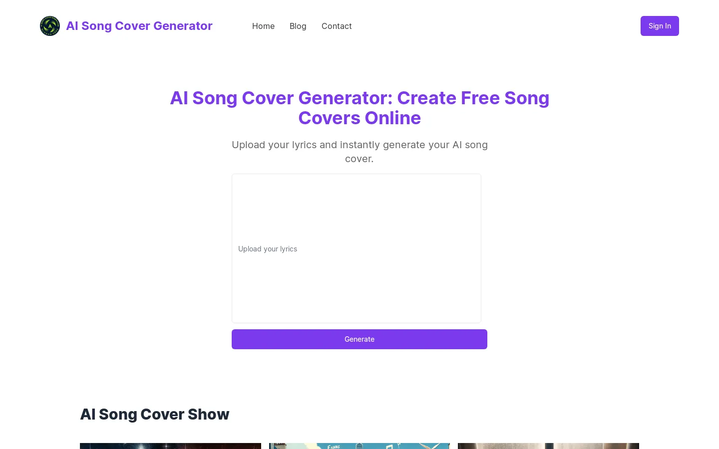 AI Song Cover Generator | Free & Online | No Sign Up Required
