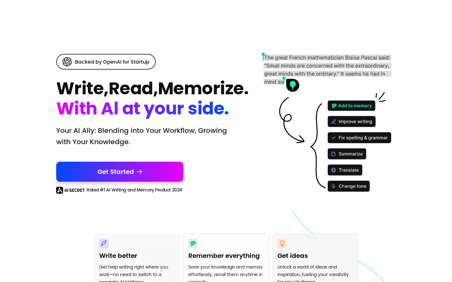 Flot AI: Write, Read, Memorize with Al at your side.