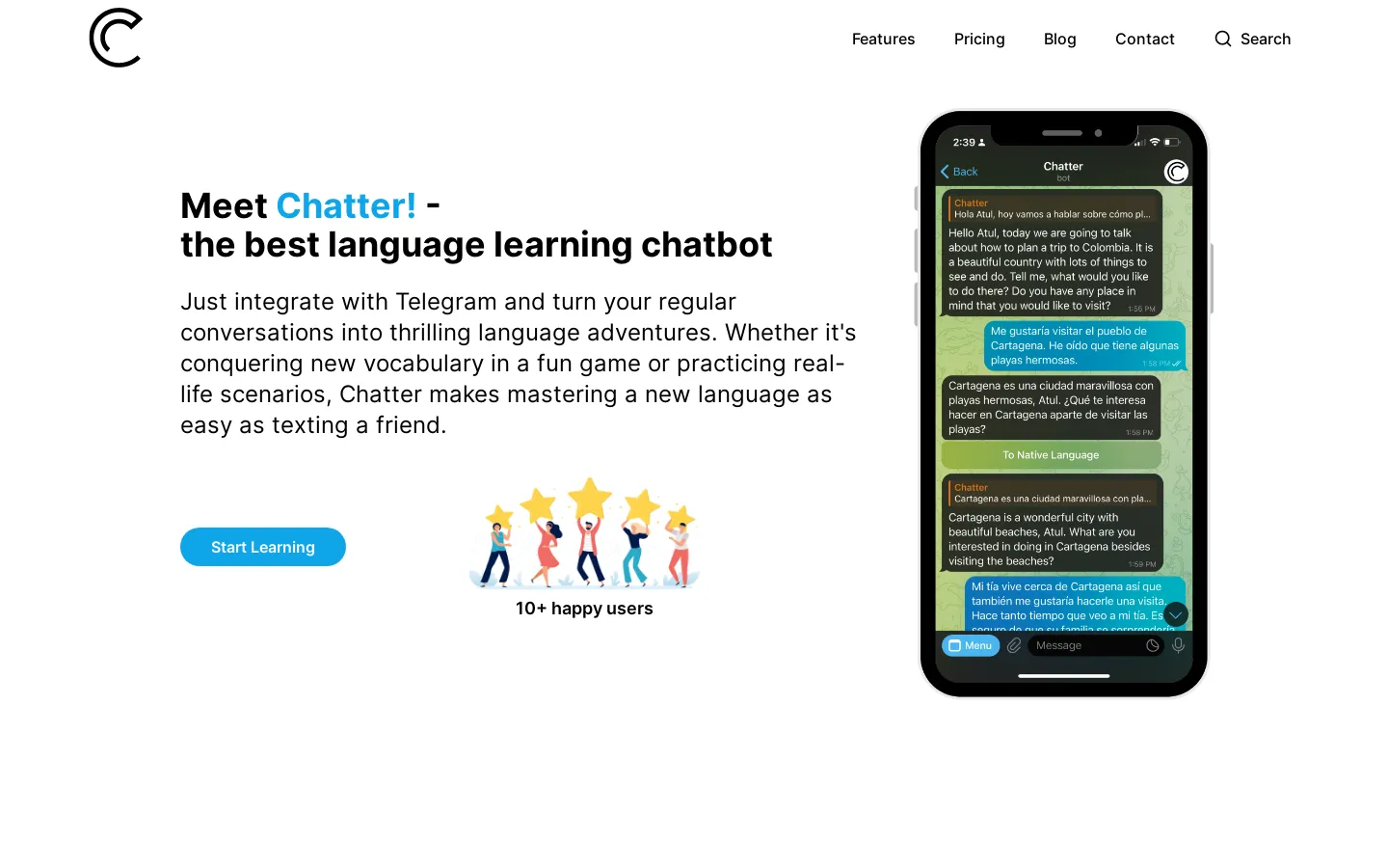 The best language learning chatbot - powered by AI.