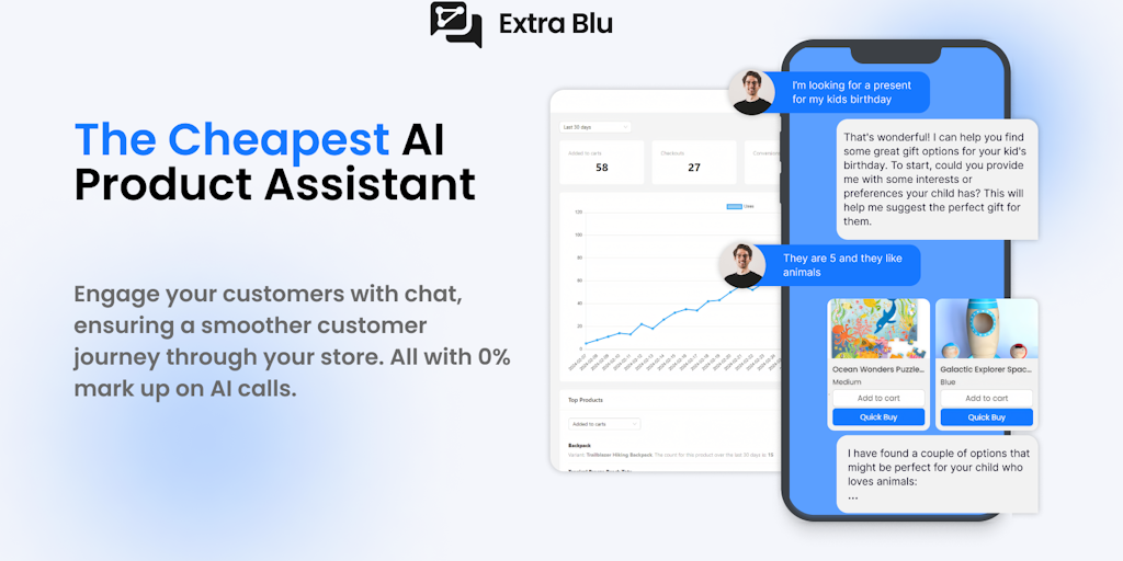 Extra Blu - A product assistant for more techy Shopify merchants