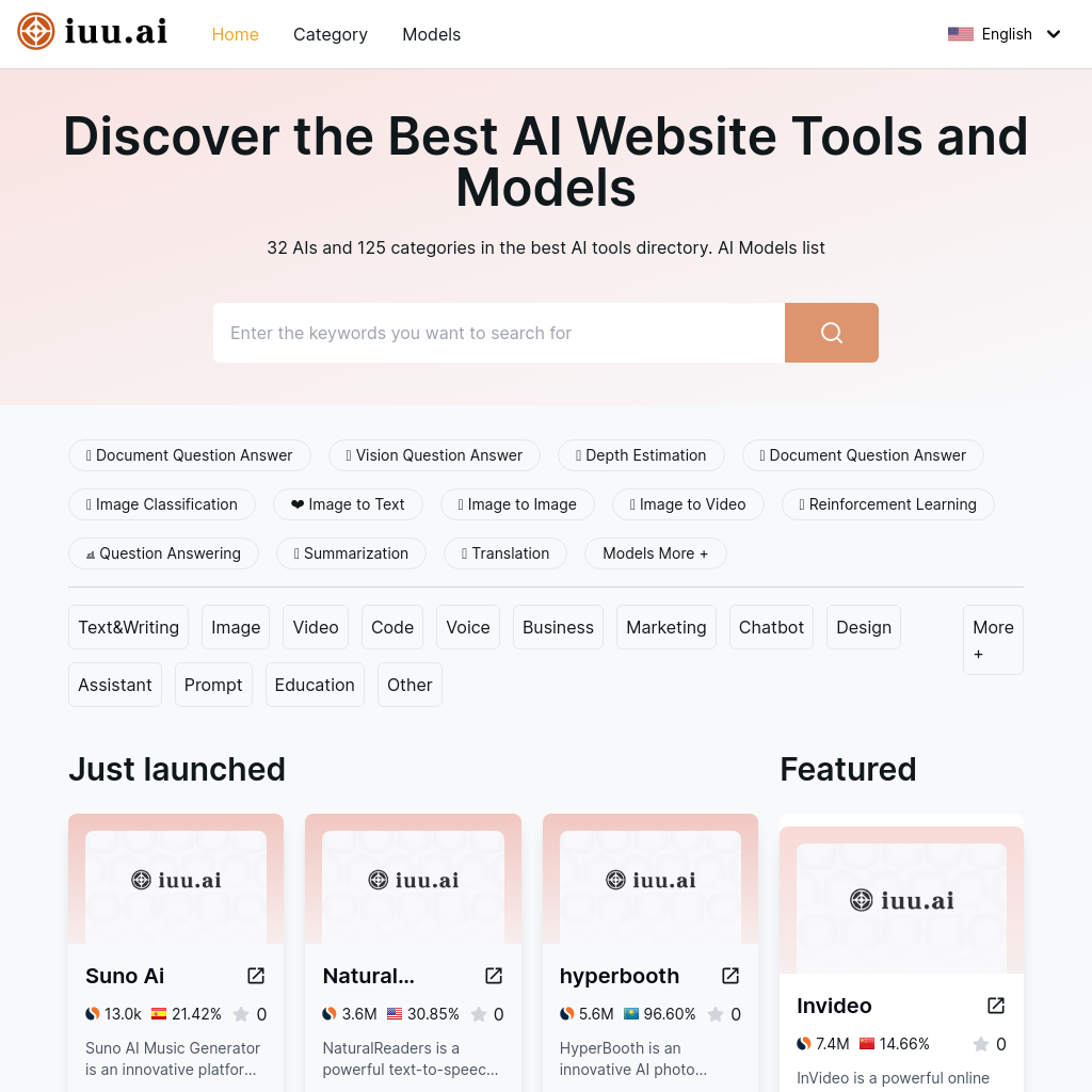 Best AI Tools Directory &amp; AI Model Listings - iuu.ai
