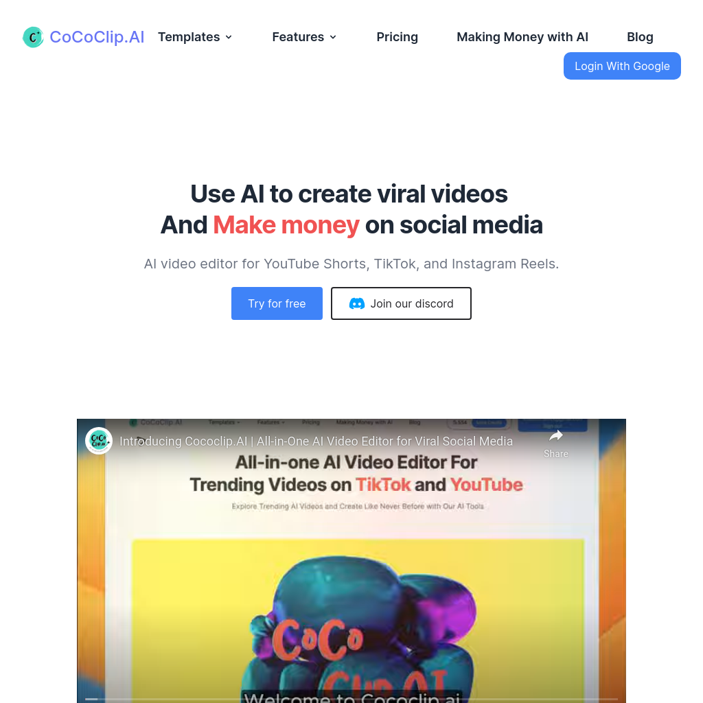 CoCoClip.AI - The Ultimate AI Video Editor for Social Media Videos