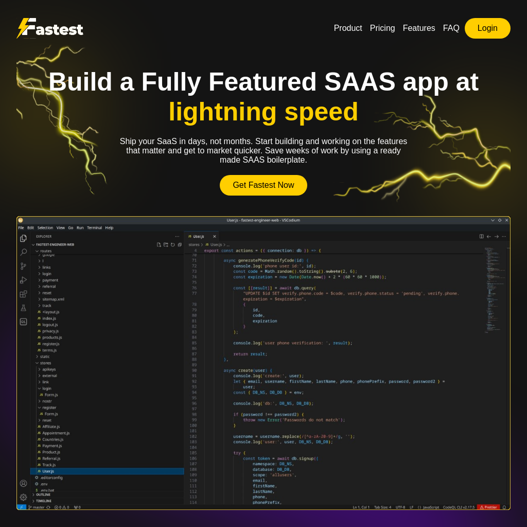 FastestEngineer: Build a Fully Featured SAAS App at Lightning Speed