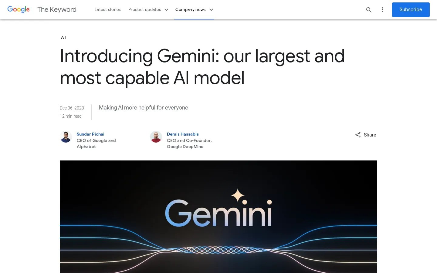 Introducing Gemini: Google's Most Capable AI Model Yet