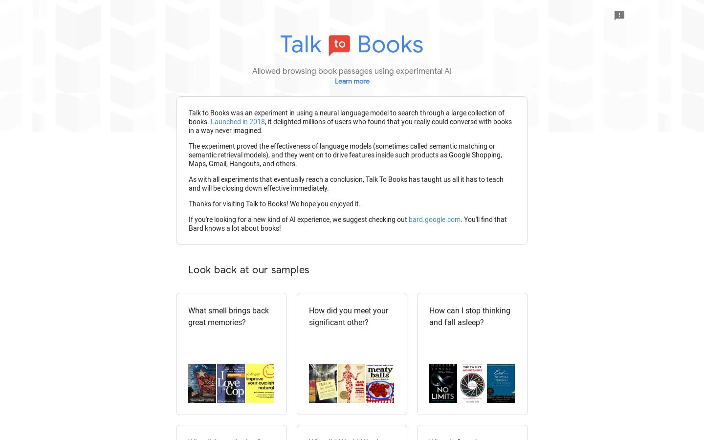 Talk to Books - Explore Ideas and Discover Books