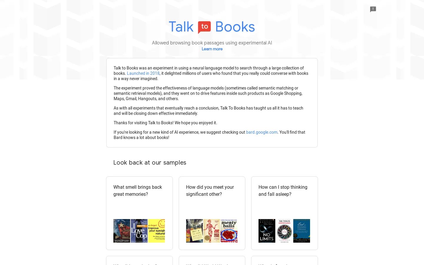 Talk to Books: 搜尋書籍的 AI 實驗