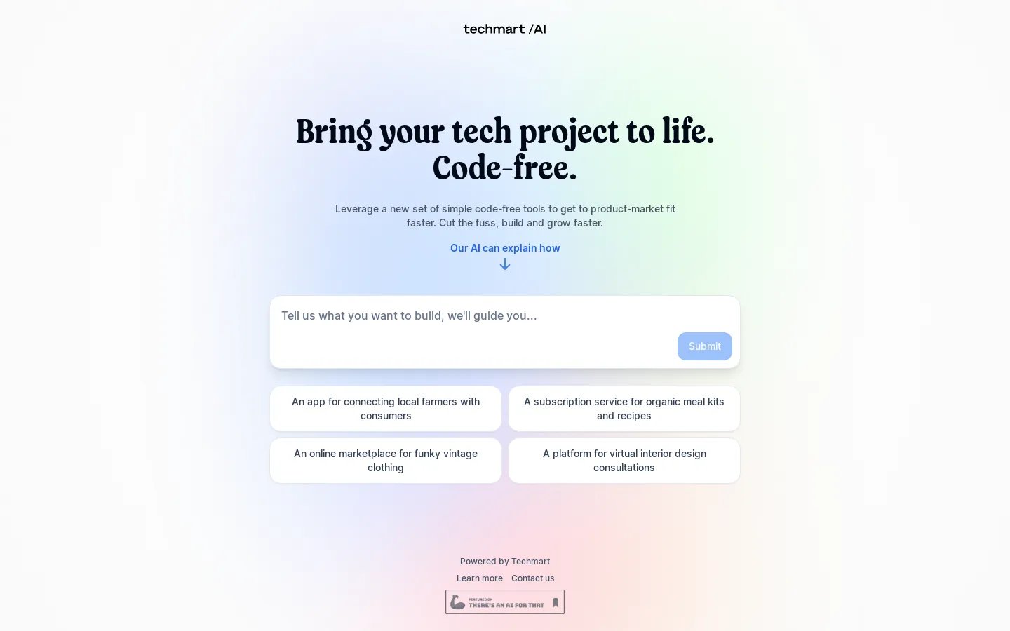 Techmart AI: Construisez votre projet tech sans code