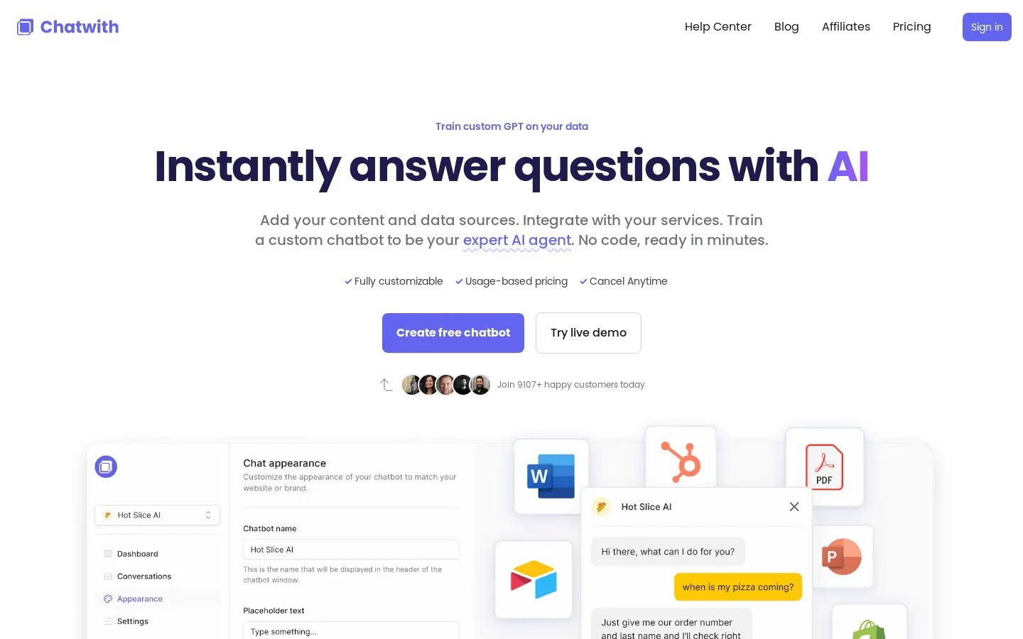 Chatwith - Custom ChatGPT Chatbot for Your Website & Files