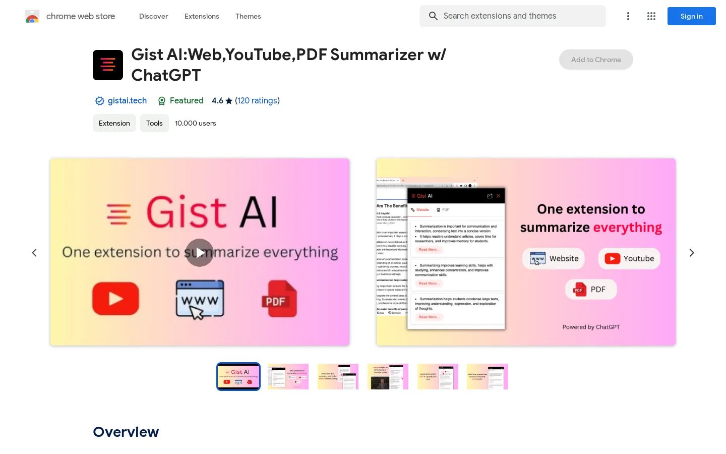 Gist AI: ChatGPT搭載ウェブサイト、YouTube、PDF要約ツール