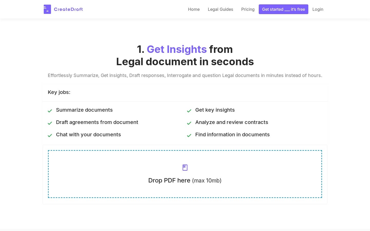 CreateDraft - Rédigez des projets ou des analyses de documents juridiques en quelques secondes