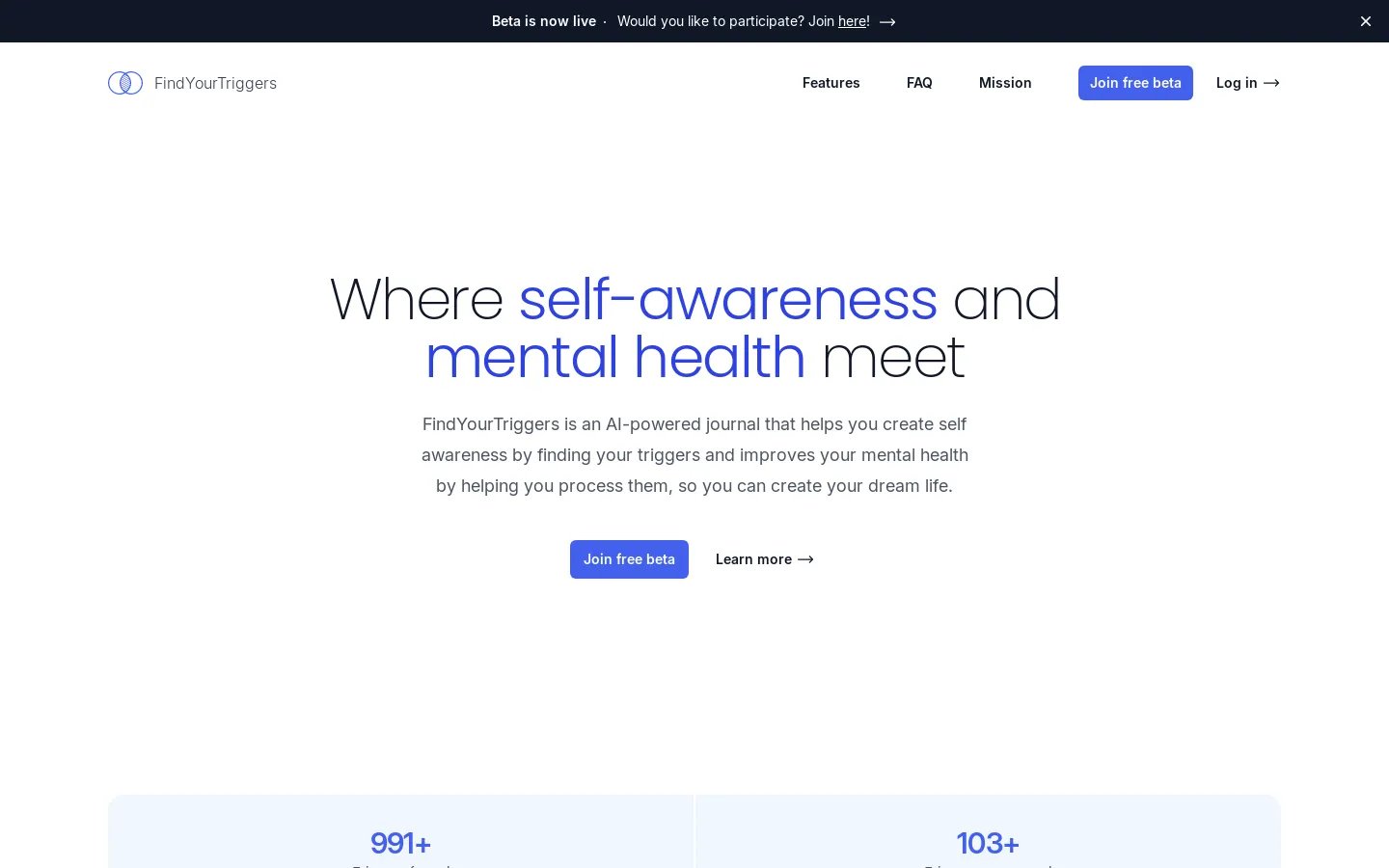 FindYourTriggers - AI Journal for Self-Awareness and Productivity