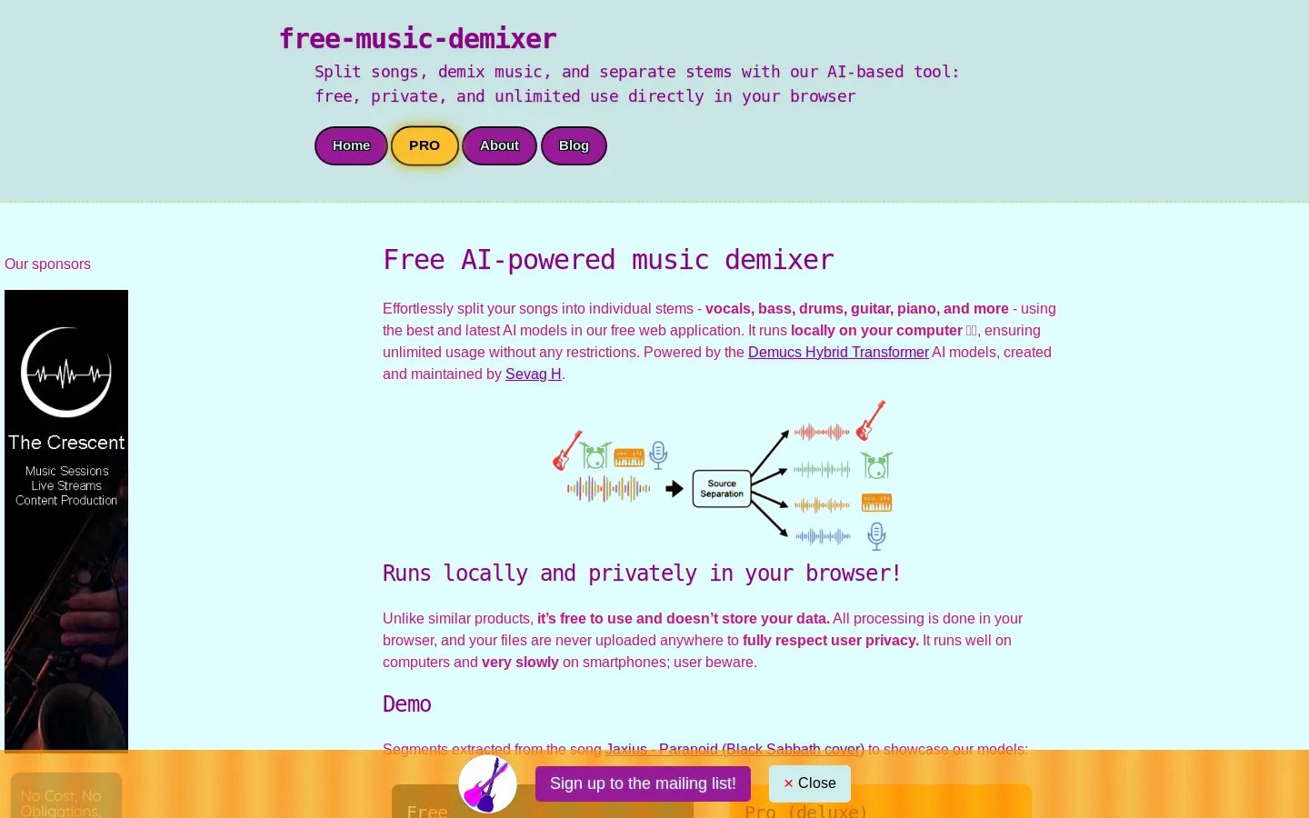 無料 AI 音楽デミキサー - free-music-demixer