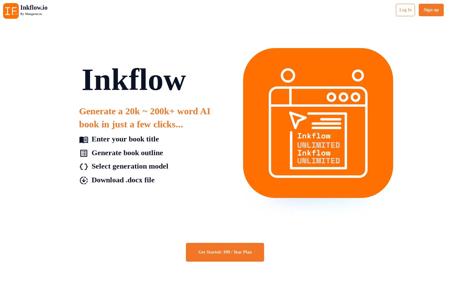 Inkflow | AI 書籍生成器，輕鬆撰寫 20,000+ 字書籍