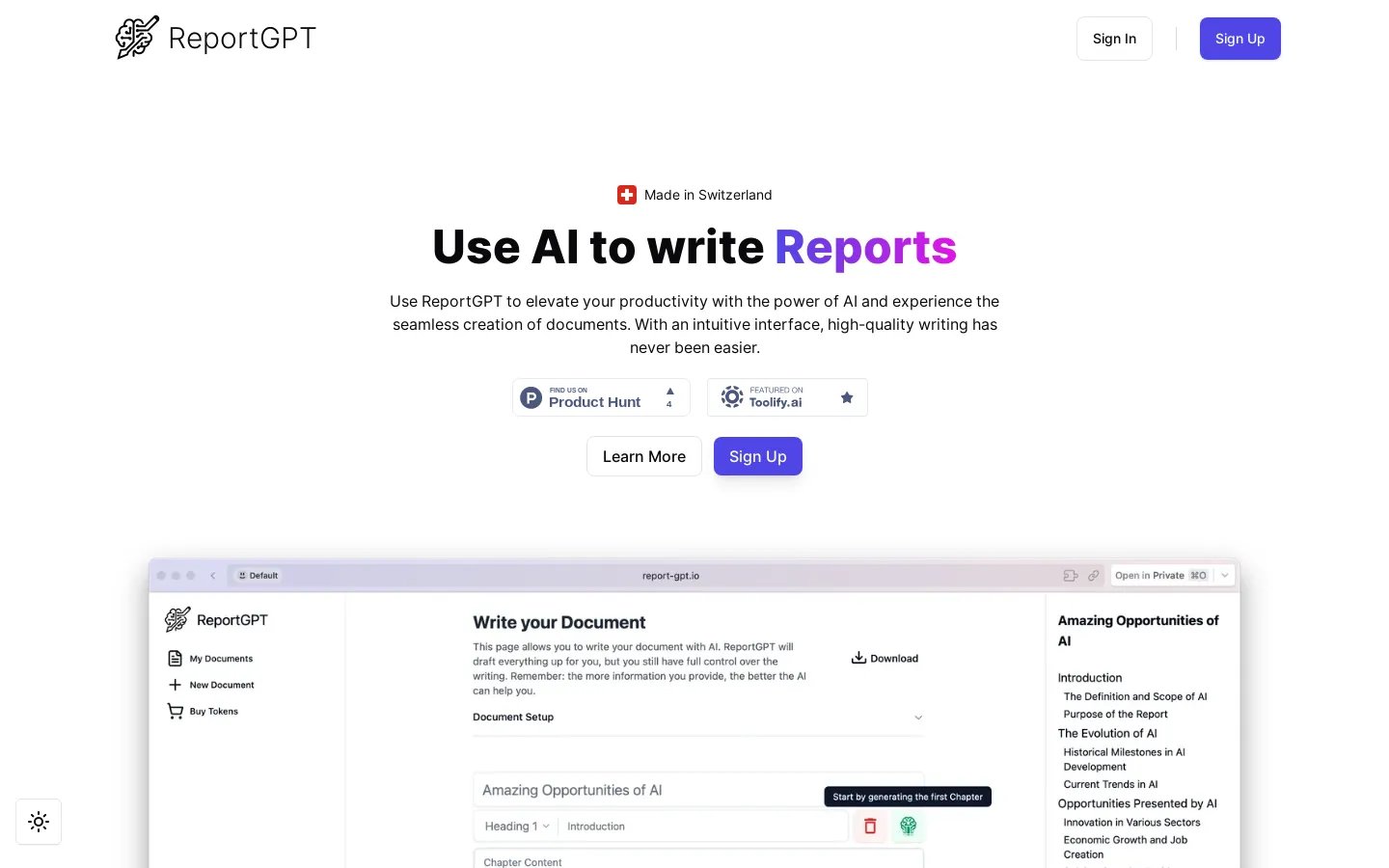 ReportGPT - AI Writing Assistant | Elevate Your Document Writing