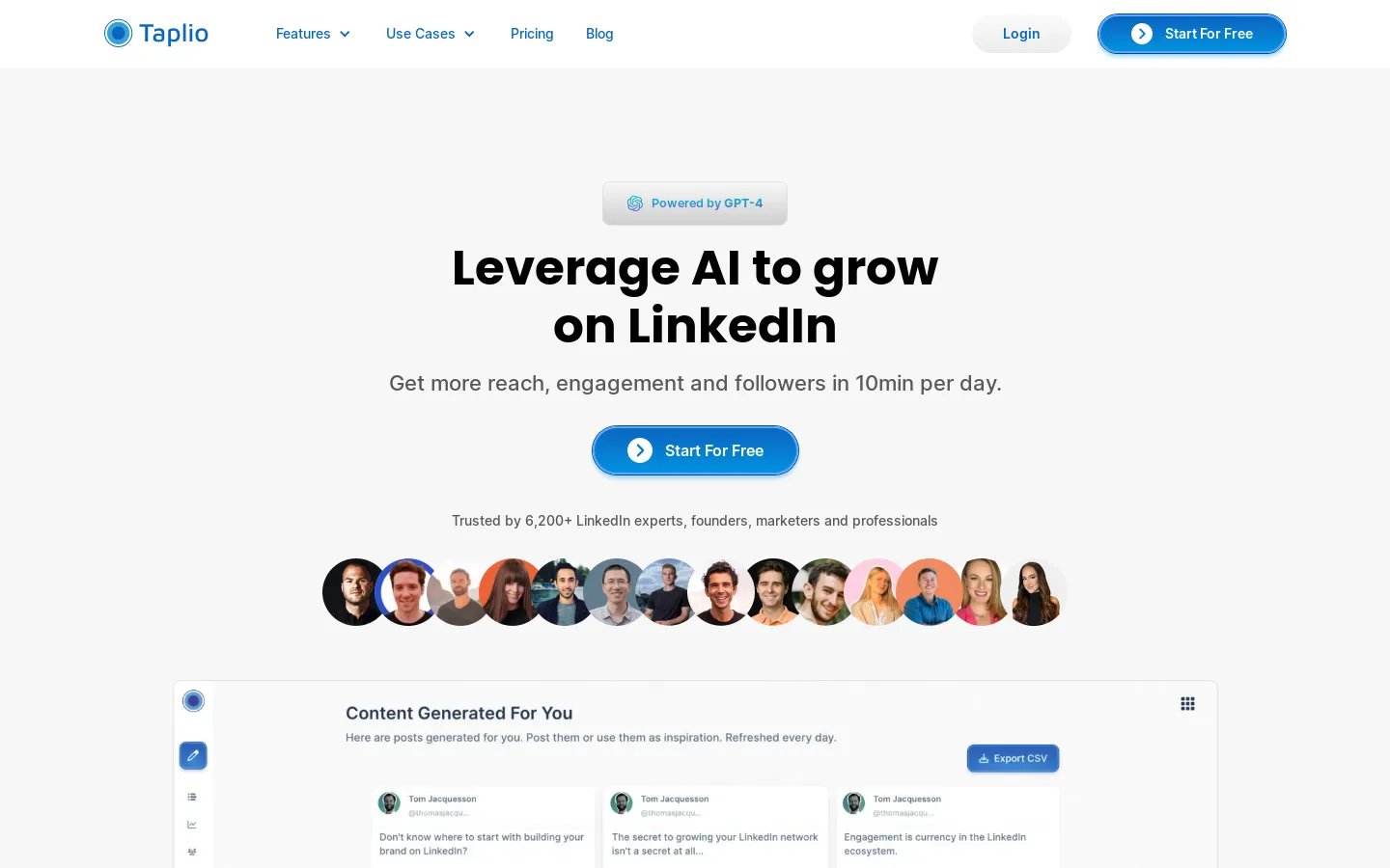 Taplio:  Увеличьте свой личный бренд в LinkedIn