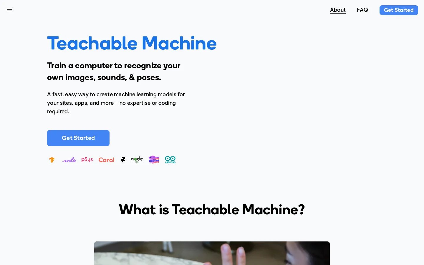 Teachable Machine - Train a computer to recognize your own images, sounds, & poses