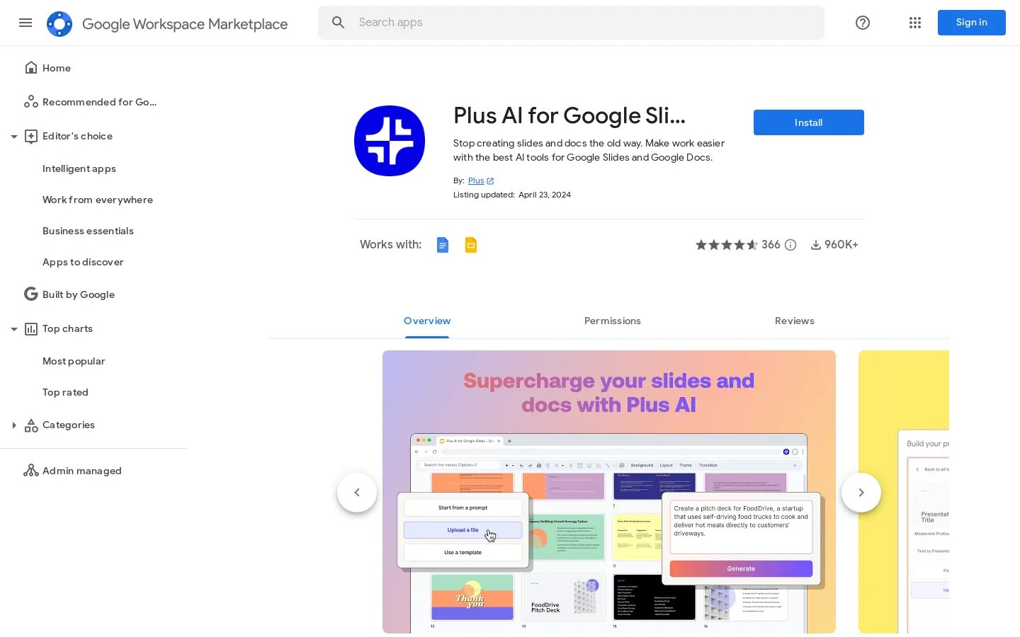 Plus AI - AI Tools for Google Slides and Docs