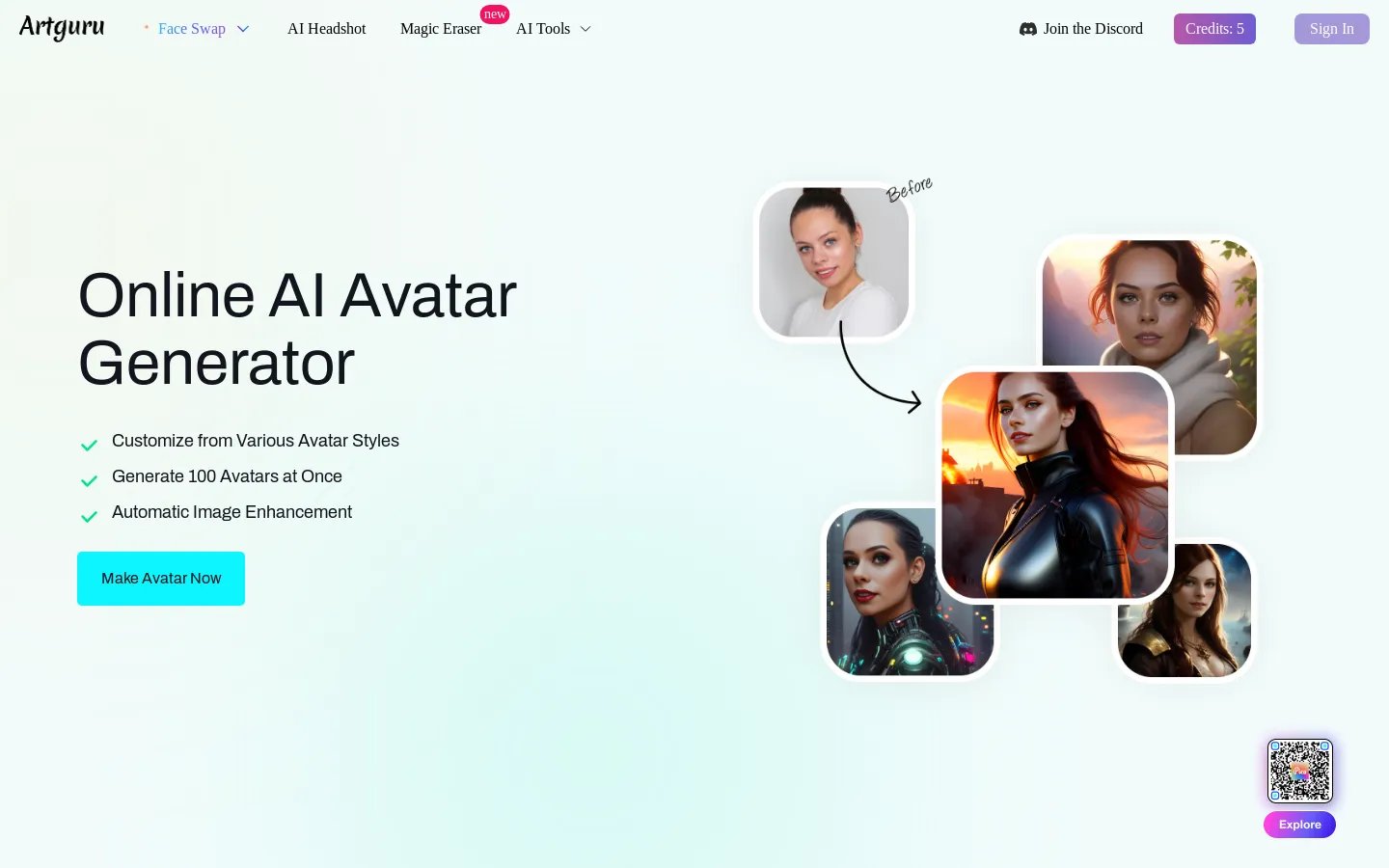 Artguru KI-Avatar-Generator - Erstellen Sie Ihren KI-Avatar online