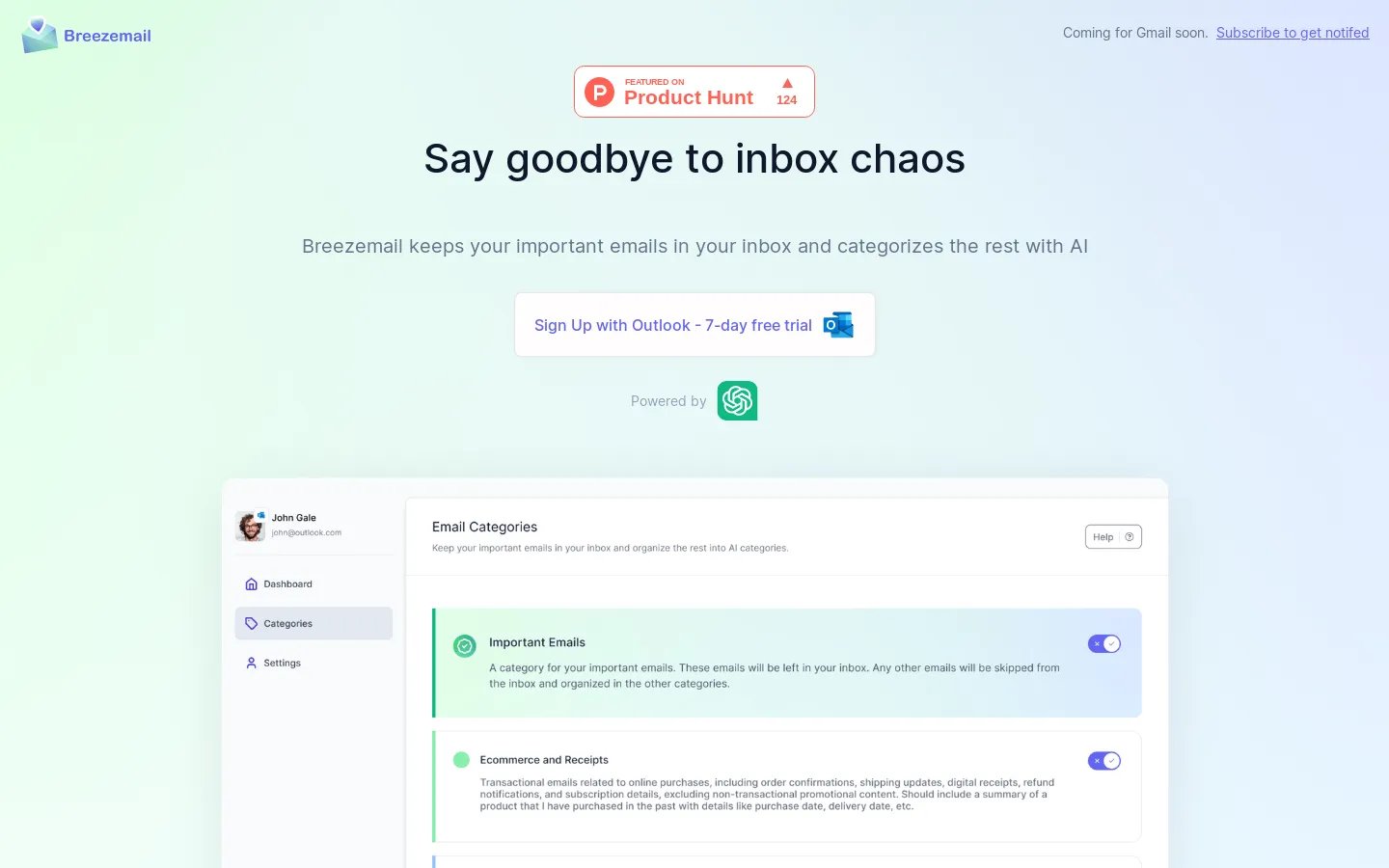 Breezemail AI : Organisez votre boîte de réception par catégories 