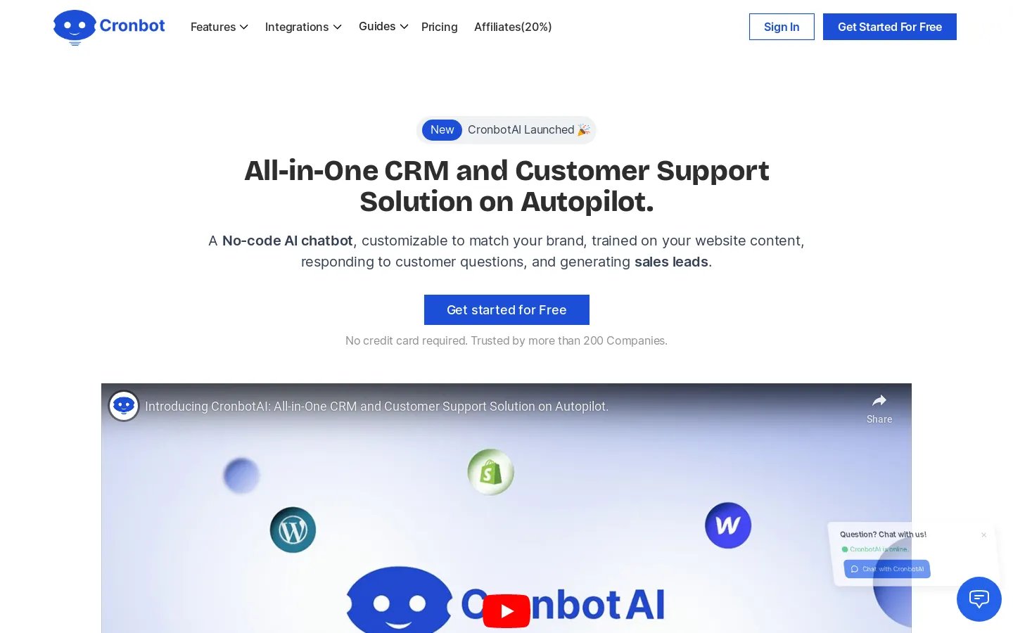 CronbotAI: KI-Chatbot für Websites | Bester Kundenservice-Chatbot