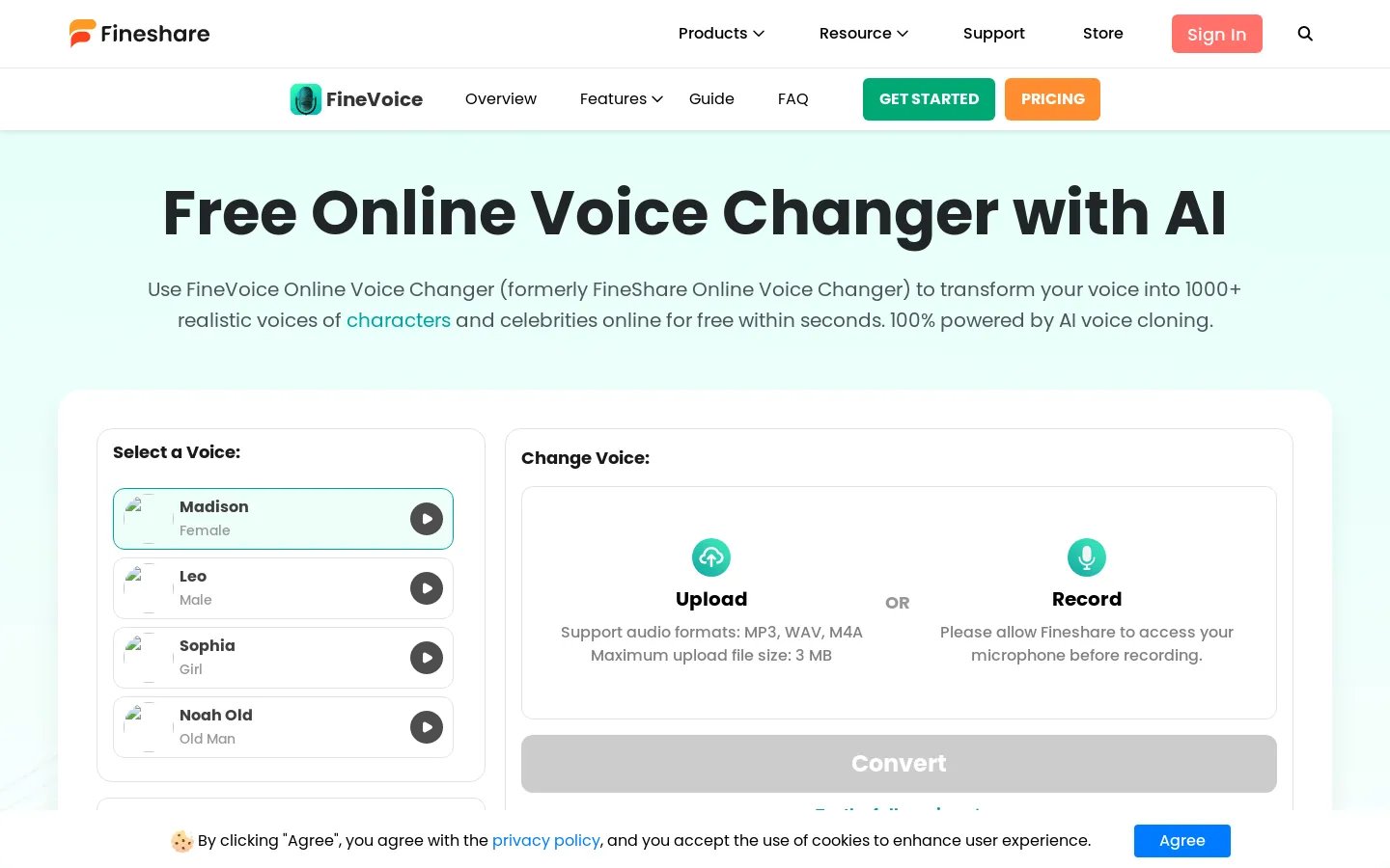 FineVoice - Free Online Voice Changer with AI Voice Cloning