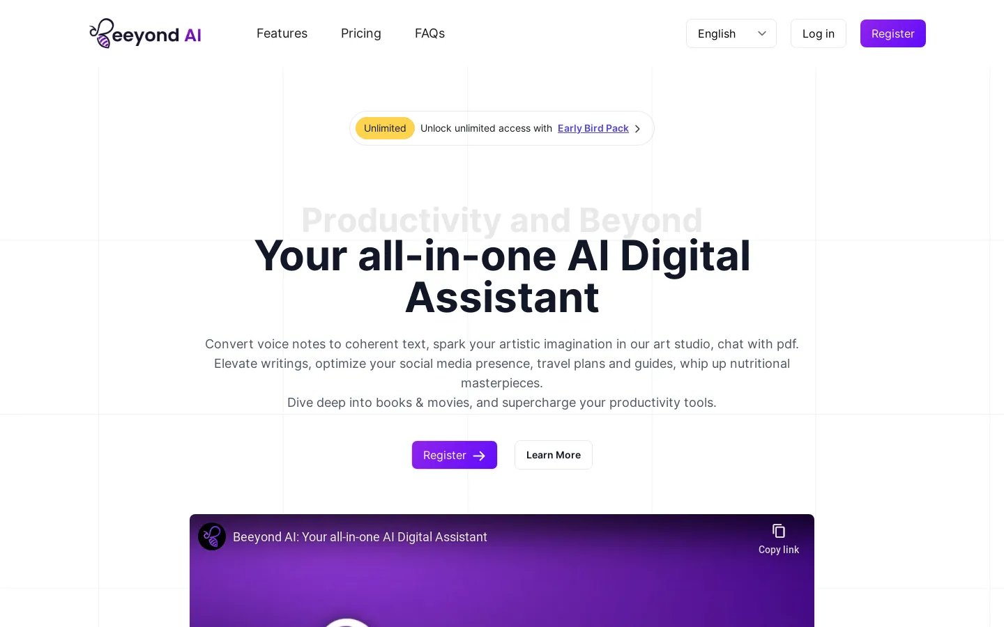 Beeyond AI - Assistente Digital Inteligente Tudo-em-Um