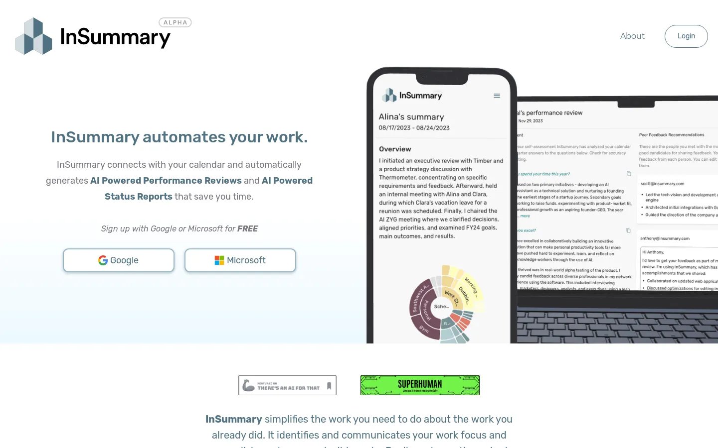 InSummary - Évaluations de performance et rapports de situation intelligents