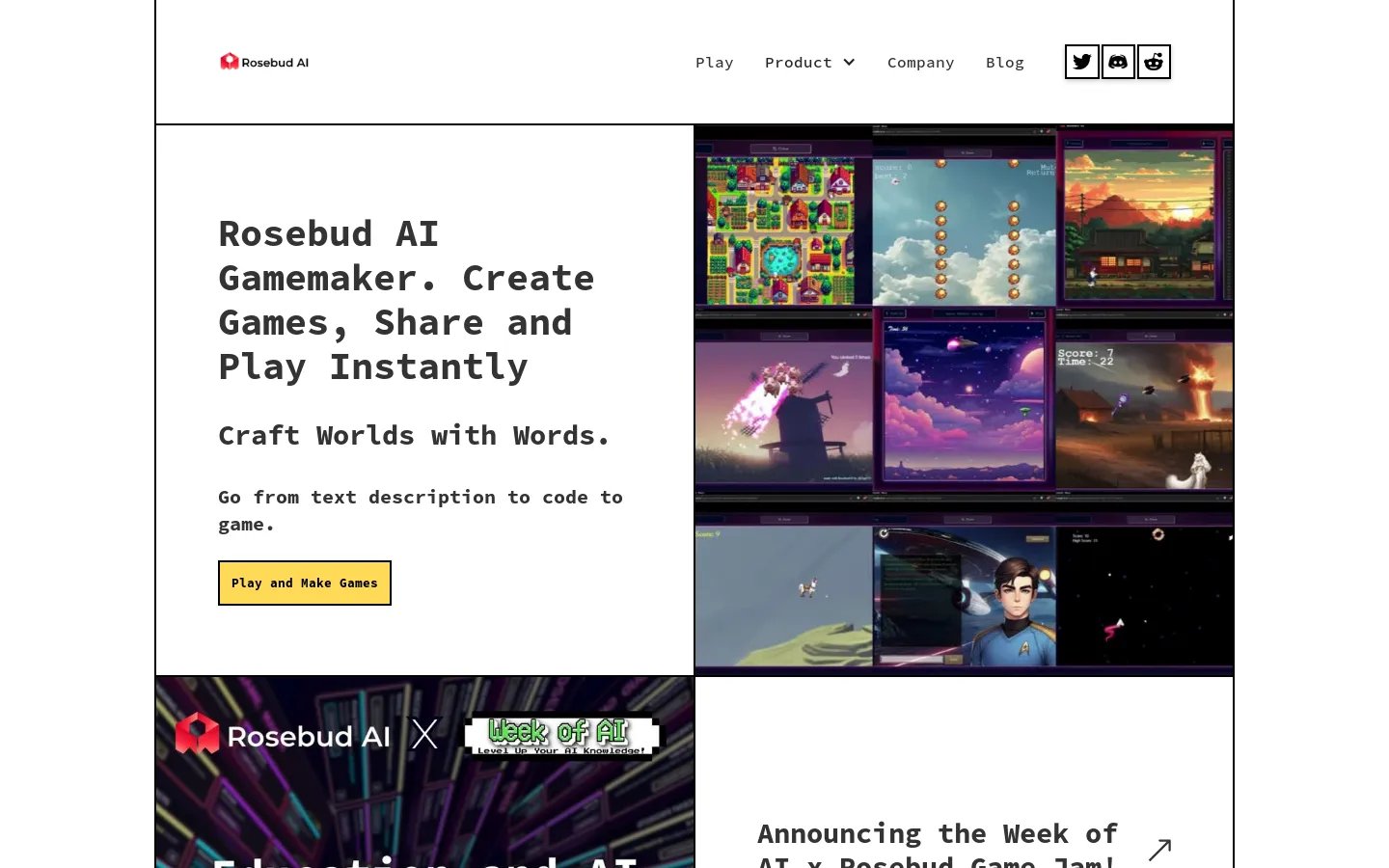 Rosebud AI: Create, Share, and Play Games with AI