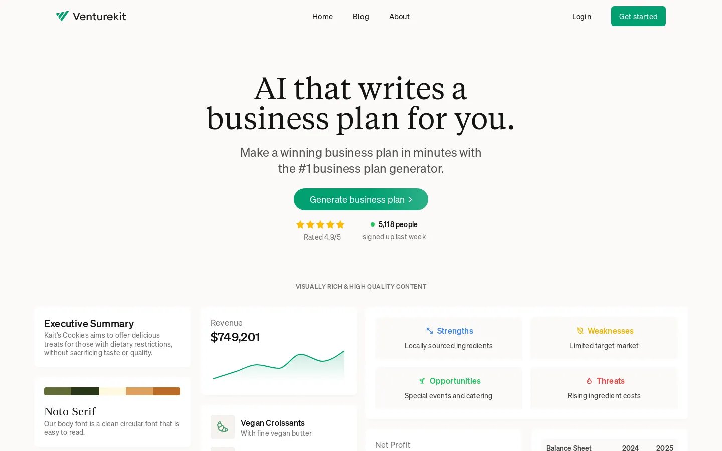 Venturekit | AI Generated Business Plans