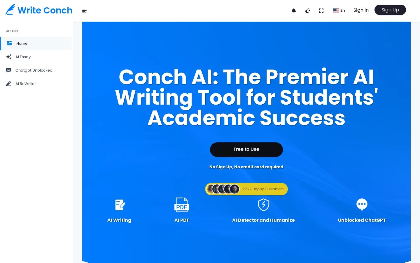 WriteConch AI: Ferramenta de Escrita de IA para Estudantes