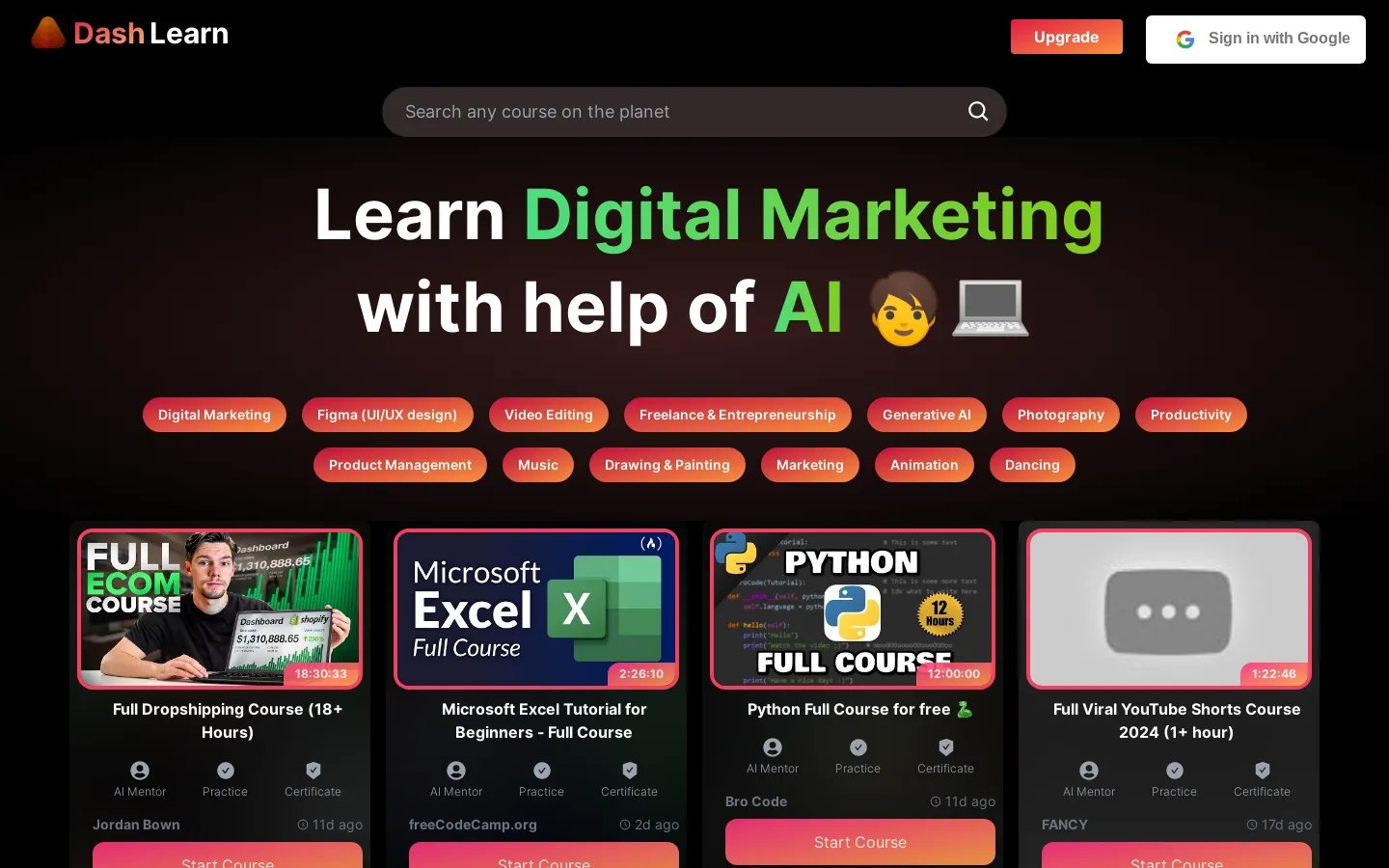 DashLearn - Acelera tu aprendizaje con cursos de YouTube impulsados por IA