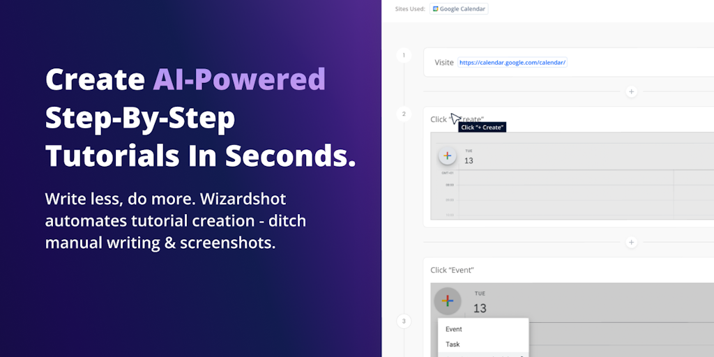 Wizardshot - Create AI-Powered Step-By-Step Tutorials In Seconds