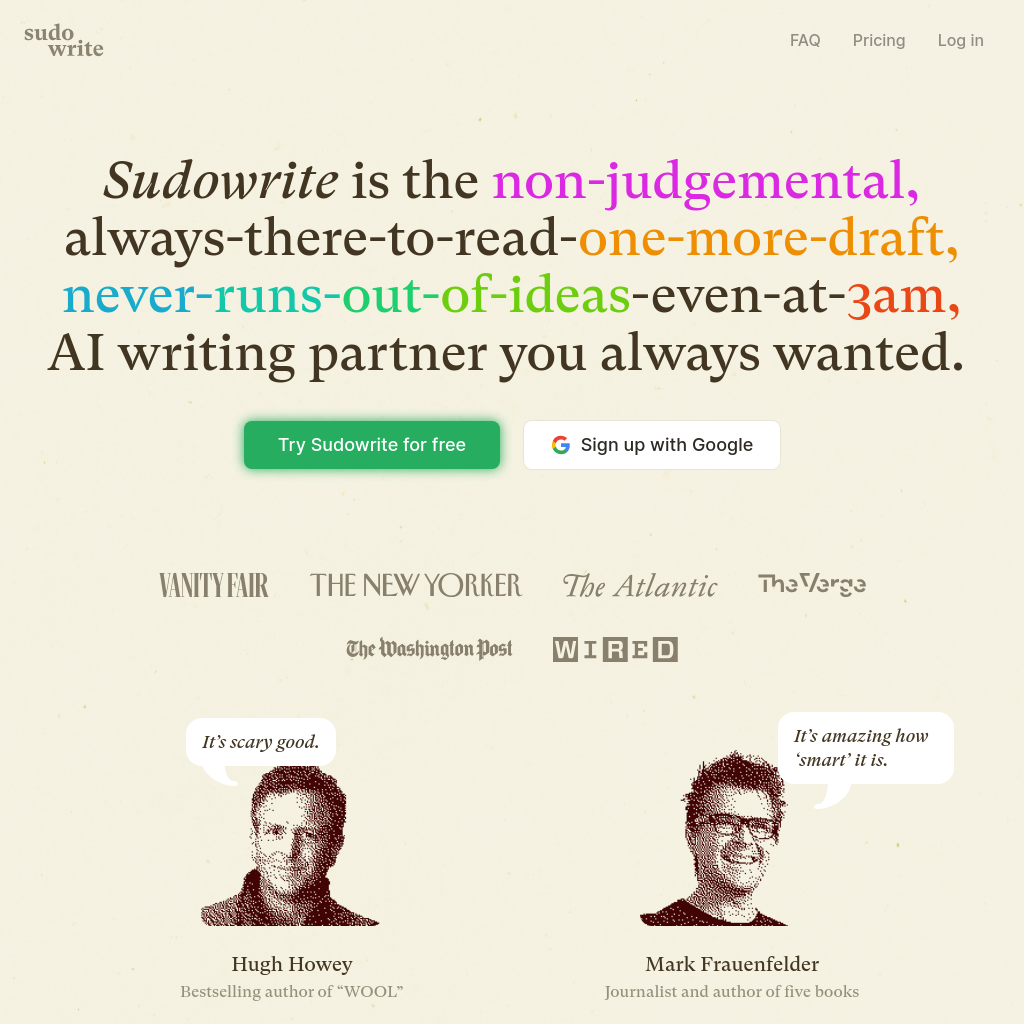 Sudowrite - 最佳小說 AI 寫作夥伴