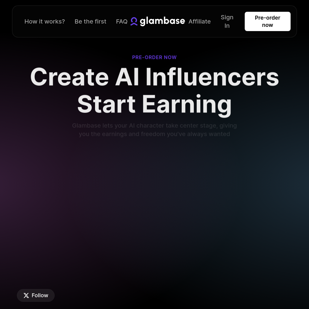 Glambase - Créez des Influenceurs IA et Gagnez de l'Argent