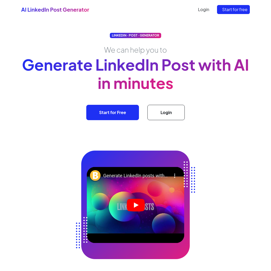 LinkedIn AI 帖子生成器 - 轻松创建吸引人的内容