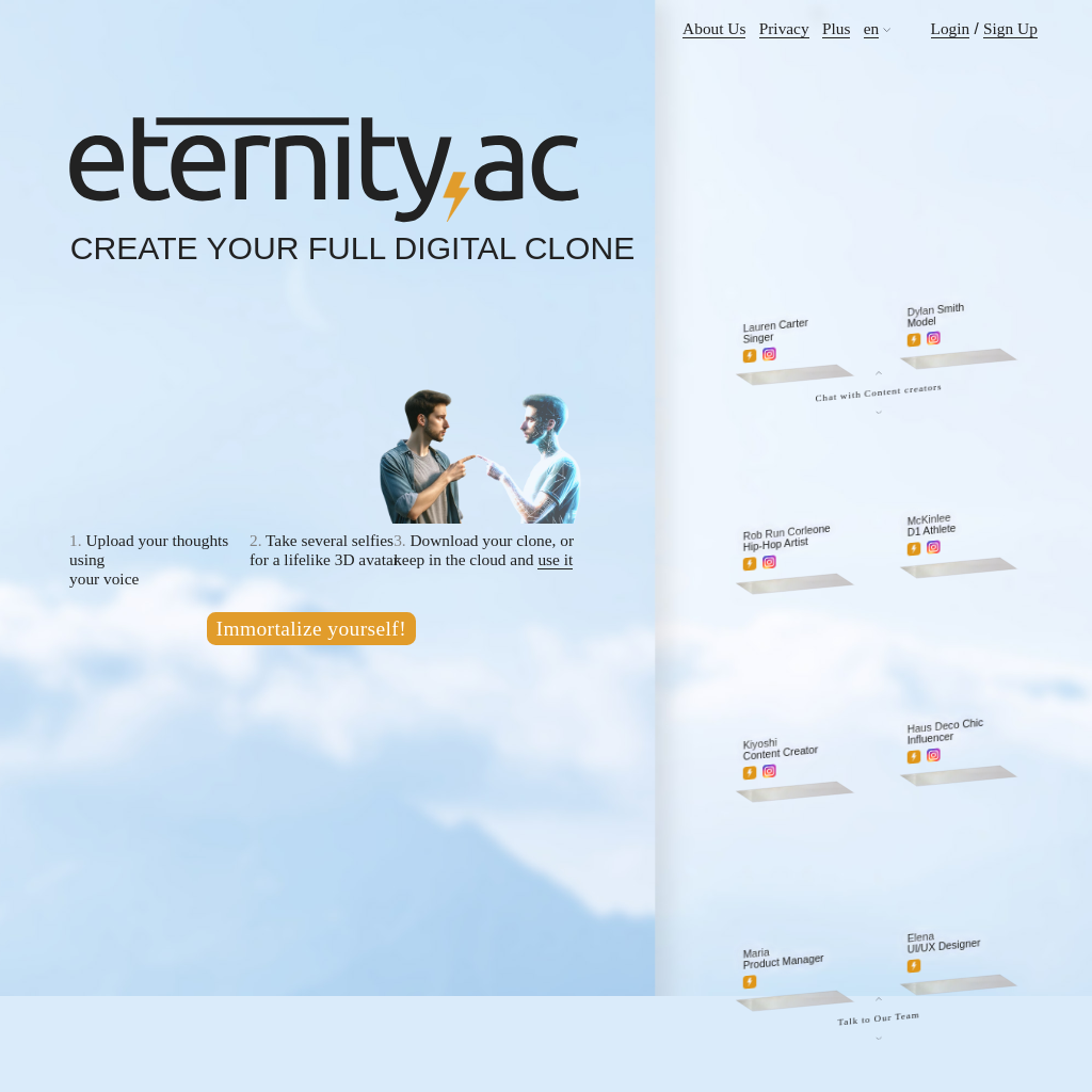 Eternity.ac: Crea tu Clon Digital Completo