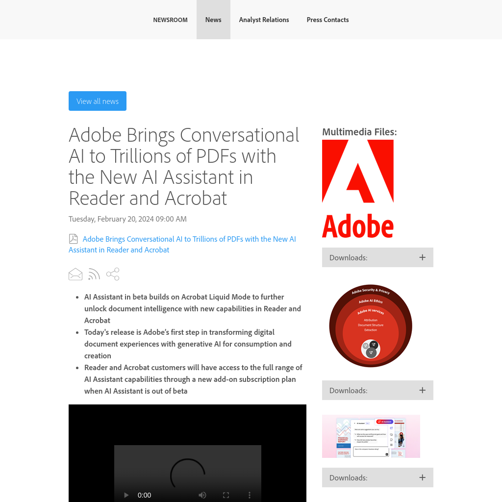 Adobe trae la IA conversacional a billones de archivos PDF con el nuevo Asistente de IA en Reader y Acrobat