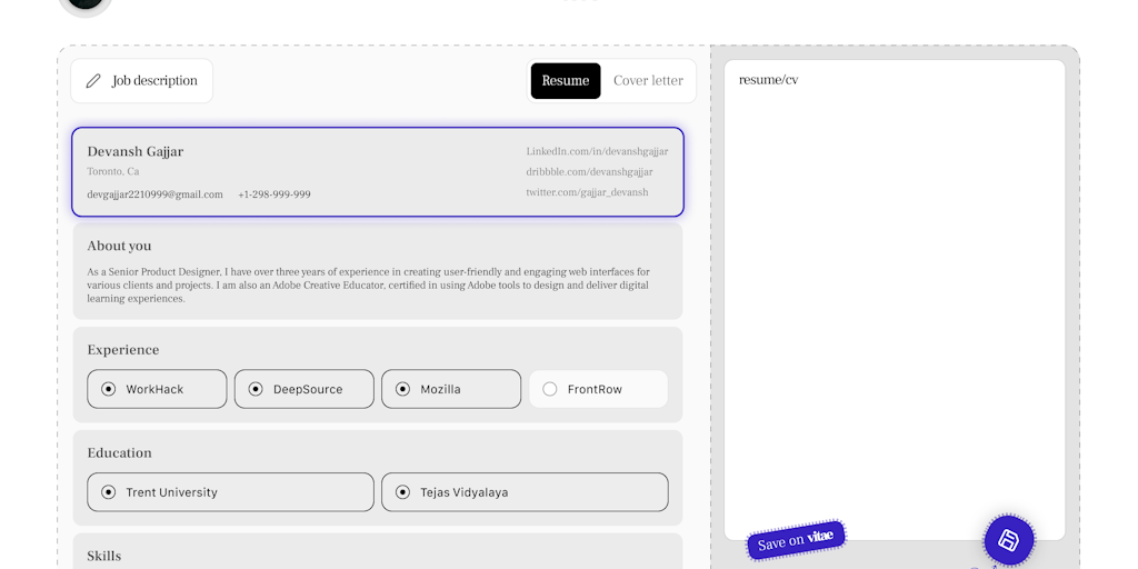 Meris: Créez des CV et lettres de motivation en quelques secondes