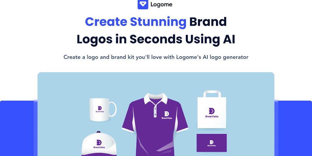 Crie logos impressionantes para sua marca com IA - Logome