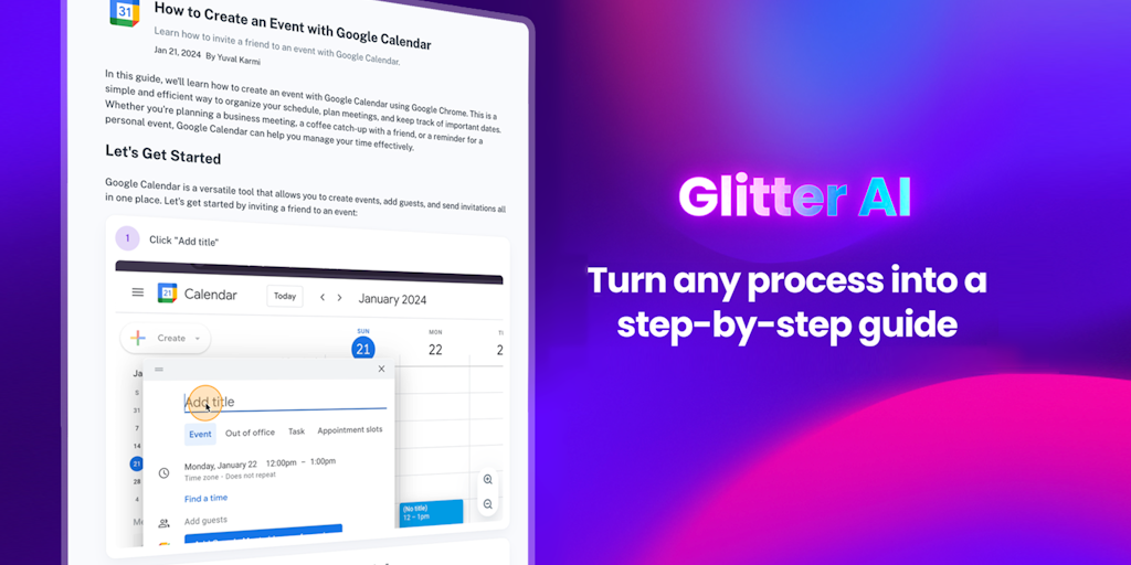 Créer un événement avec Google Agenda - Guide Glitter.io