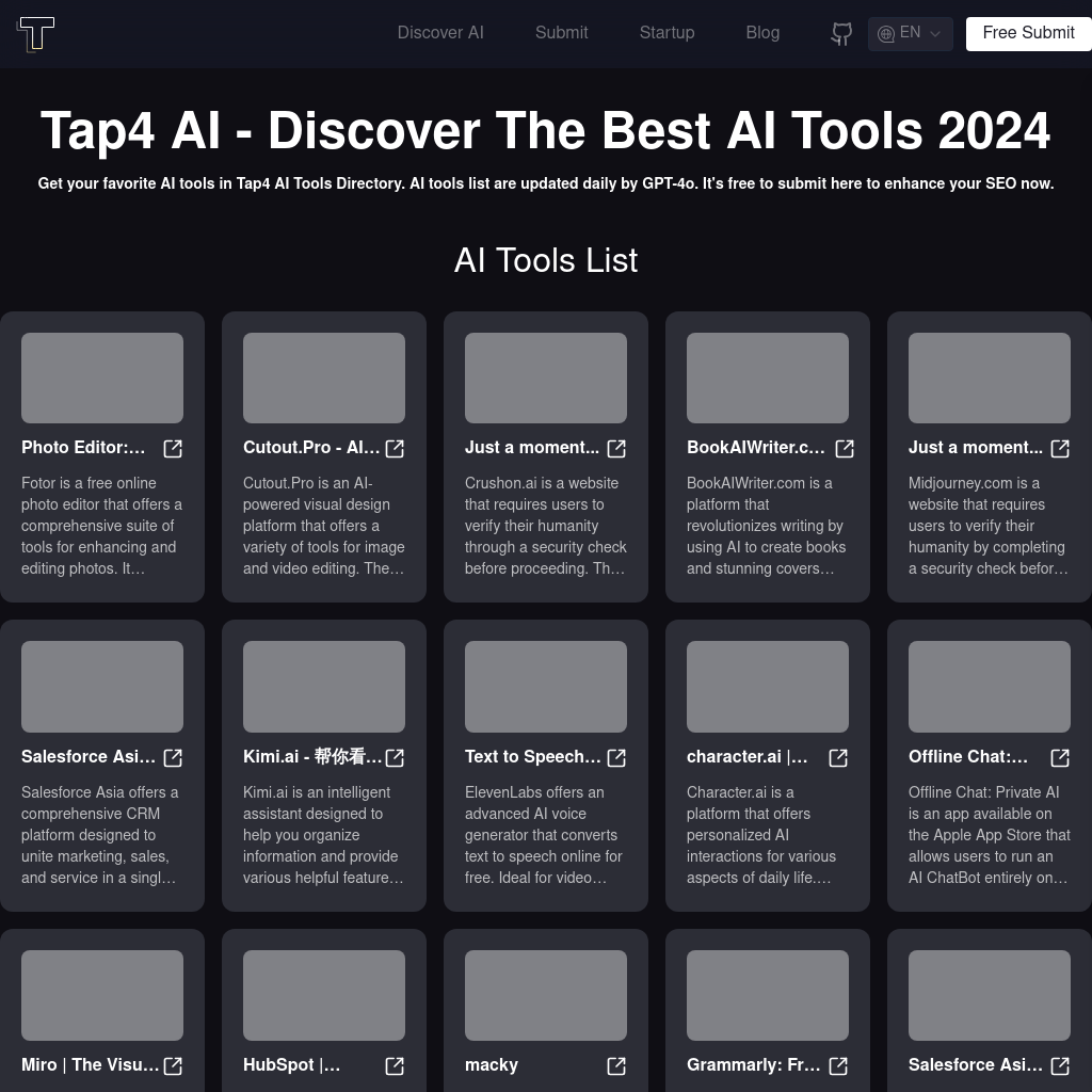 Tap4 AI 도구 디렉토리 - 최고의 AI 도구 찾기