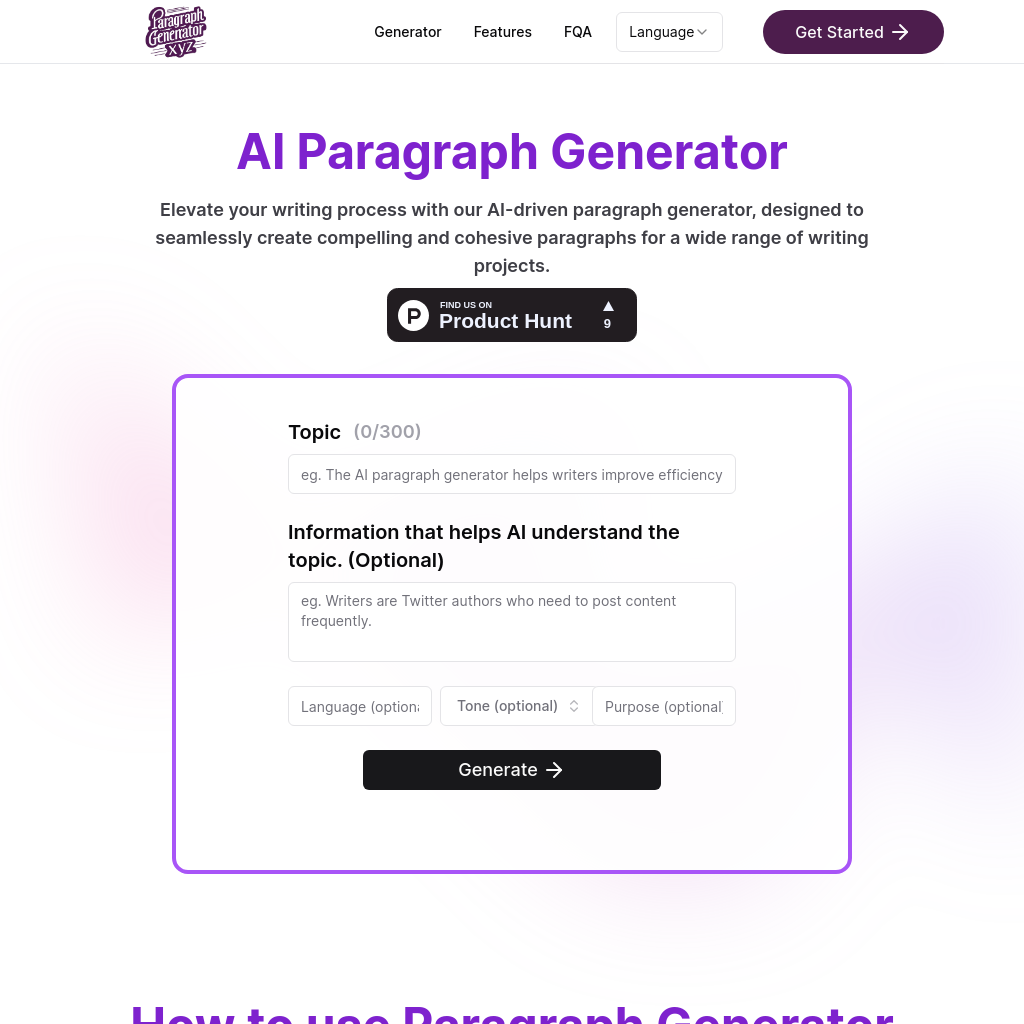 단락 생성기 AI - 무료 & 로그인 없음 | Paragraph Generator