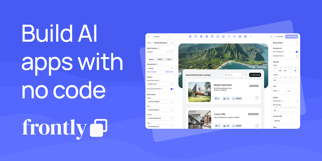 Frontly - コードなしで AI 駆動のアプリを構築