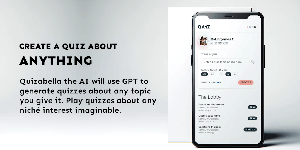 Qaiz: 在线测验游戏 - 免费制作和挑战朋友