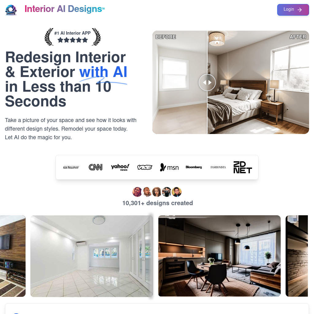 Interior AI Designs | AI Interior Designer, Virtual Staging Tool + Room GPT AI Generator