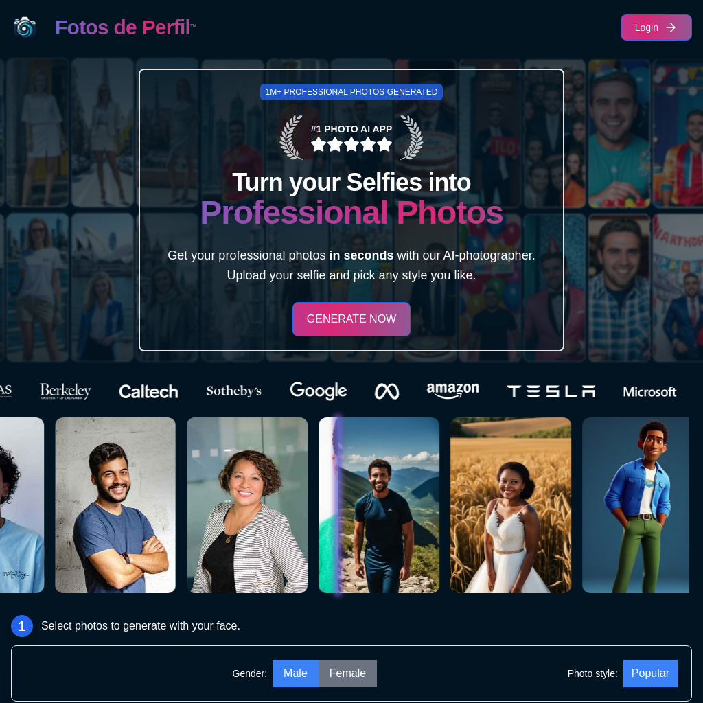 Professionelle Fotos mit Fotos de Perfil | KI-Fotogenerator